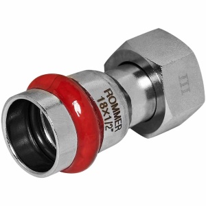 Переходник с накидной гайкой ВПр-ВР, 15х1/2", из нержавеющей стали прессовой ROMMER