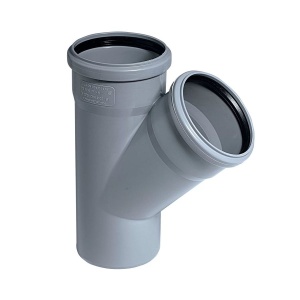Тройник канализационный 110/110/45° серый "РТП" (36575)