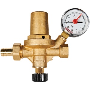 Автоматический подпиточный клапан с манометром 1/2" ВН/НР, крышка-латунь, ROMMER