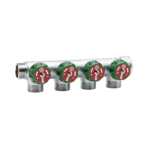 Коллектор регулирующий 1", 4 отвода 3/4"ЕК STOUT