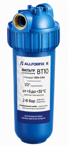 Колба BT10 3/4" SLIM 10", с гайкой, синяя, кронштейн, ключ "Allforfix"