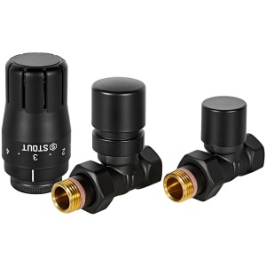 Комплект клапанов термостатических STOUT Design черный, прямой 1/2"