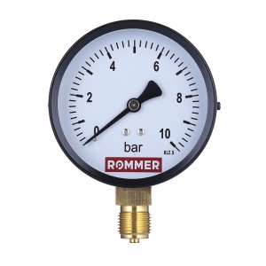 Манометр радиальный Dn 100 мм 1/2", 0...10 бар, кл.2.5 Rommer