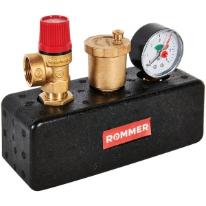 Группа безопасности котла ROMMER 3 бар, 1  (до 50 кВт) (в теплоизоляции)