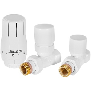Комплект клапанов термостатических STOUT Design белый, прямой 1/2"