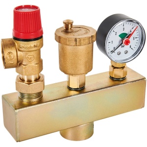 Группа безопасности котла ROMMER 3 бар, 1  (до 50 кВт) (без теплоизоляции)
