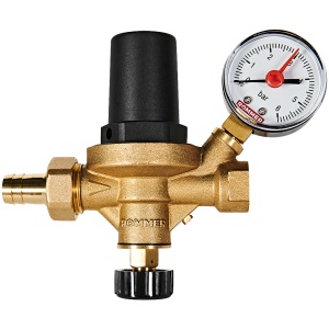 Автоматический подпиточный клапан с манометром 1/2" ВН/НР, крышка-пластик, ROMMER
